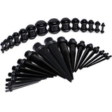 Black Acrylic Taper Plug Kit - 32 Piece 14 to 00G Ear Stretchers