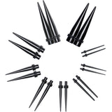 Black Acrylic Taper Plug Kit - 32 Piece 14 to 00G Ear Stretchers