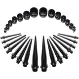 Black Acrylic Taper Plug Kit - 32 Piece 14 to 00G Ear Stretchers