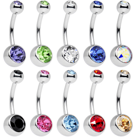 10 Piece Multicolor Belly Ring Pack Set Created with Crystals