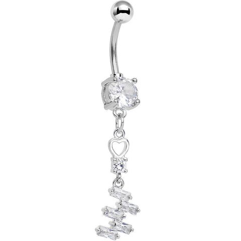 Clear Cubic Zirconia Geometric Dangle Belly Ring