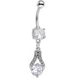 Clear Cubic Zirconia Athena Teardrop Dangle Belly Ring