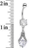 Clear Cubic Zirconia Athena Teardrop Dangle Belly Ring