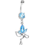 Aqua Cubic Zirconia Meadow Fairy Dangle Belly Ring