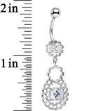 Clear Cubic Zirconia Crochet Flower Dangle Belly Ring
