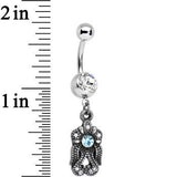 Clear and Light Blue Gem Swirl Dangle Belly Ring