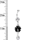Black Floral Glitz and Nectar Czech Stone Dangle Belly Ring