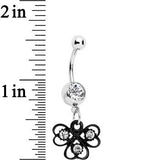 Clear Czech Stone Black Swirl Trio of Love Dangle Belly Ring