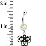 Aurora Czech Stone Black Swirl Trio of Love Dangle Belly Ring