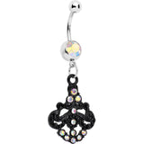 Aurora Czech Stone Black Baroque Empress Dangle Belly Ring