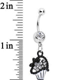 Clear Czech Stone Basket of Flowers Dangle Belly Ring