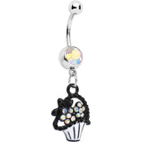 Aurora Czech Stone Basket of Flowers Dangle Belly Ring