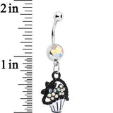 Aurora Czech Stone Basket of Flowers Dangle Belly Ring