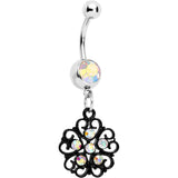 Aurora Czech Stone Black Quinate Romance Dangle Belly Ring