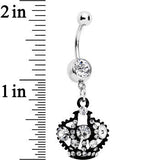 Clear Czech Stone Black Versailles Queen Crown Dangle Belly Ring