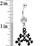 Clear Czech Stone Black Snow Flurry Dangle Belly Ring
