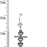 Clear Czech Stone Black Snowman of Love Dangle Belly Ring