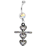 Aurora Czech Stone Black Snowman of Love Dangle Belly Ring