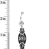Clear Czech Stone Black Victorian Design Dangle Belly Ring