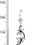Clear Czech Stone Black Double Dragonfly Dangle Belly Ring