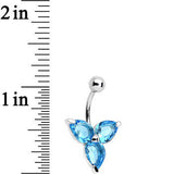 Aqua Czech Stone Crystalline Trio Belly Ring