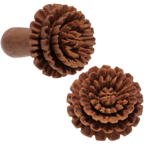 4G Organic Sabo Wood Chrysanthemum Single Flare Plug Set