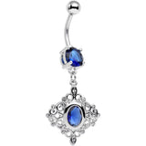 Blue CZ Gem Elegant Beauty Diamond Dangle Belly Ring