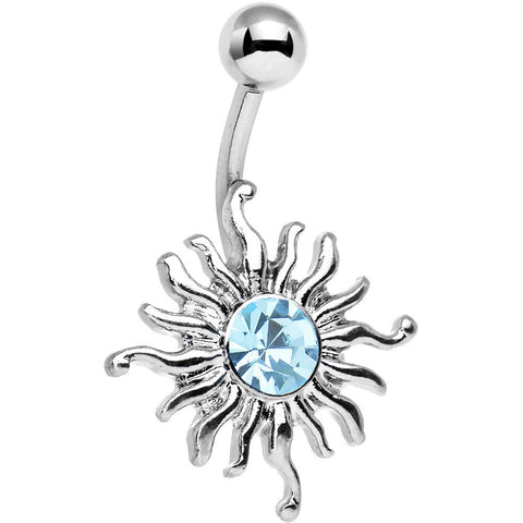 Blue Gem Tribal Shining Sun Belly Ring