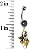 Black and Amber Gem Busy Bee Honeycomb Dangle Belly Ring