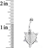 Clear CZ Gem Lattice Style Hawthorne Leaf Dangle Belly Ring