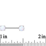 14G 9/16 Stainless Steel White Synthetic Opal Nipple Barbell Set