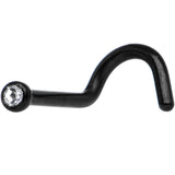 18G 2mm Clear Gem Black Titanium IP Steel Nose Screw