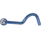 20G 2mm Clear Gem Blue Titanium IP Steel Nose Screw