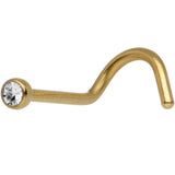 20G 2mm Clear Gem Gold Titanium IP Steel Nose Screw