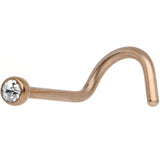 20G 2mm Clear Gem Rose Gold Titanium IP Steel Nose Screw