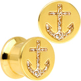 00G Gold Plated Steel Clear Gem Anchor Saddle Stash Plug Set