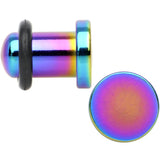 2G Rainbow Titanium Plated Steel Flat Top Single Flare Plug Set