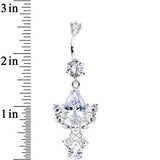 925 Sterling Silver Clear Spectacular Teardrop Dangle Belly Ring