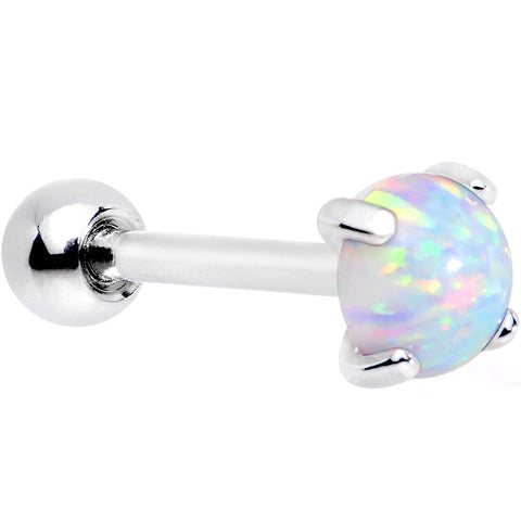 18G 5/16 Steel 5mm White Synthetic Opal Prong Set Cartilage