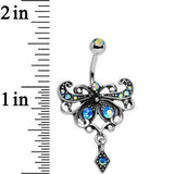 Aqua Aurora Antique Finish Steel Maharani Butterfly Belly Ring