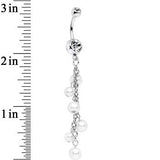 Clear Accent White Faux Pearl Shower Drop Dangle Belly Ring
