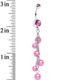 Clear Accent Pink Faux Pearl Shower Drop Dangle Belly Ring