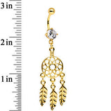 Clear CZ Gold Anodized Dreamcatcher Dangle Belly Ring