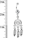 Clear CZ Stainless Steel Dreamcatcher Dangle Belly Ring