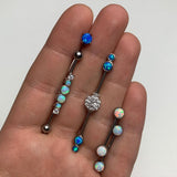 316L Stainless Steel White Synthetic Opal Nipple Barbell Set