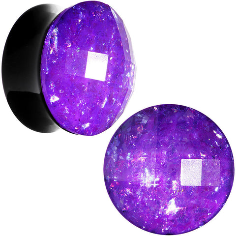 7/8 Black Acrylic Fuchsia Galaxy Faceted Saddle Plug Set