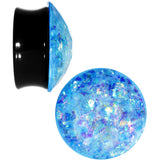 24mm Black Acrylic Aqua Galaxy Faceted Saddle Plug Set