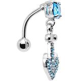 Aqua Gem Paved Set My Sails Anchor Top Mount Dangle Belly Ring