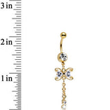 Clear CZ Gem Gold Anodized Dragonfly Inspired Dangle Belly Ring