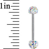 14G 9/16 Aurora Ferido White Ball Ends Nipple Barbell Set